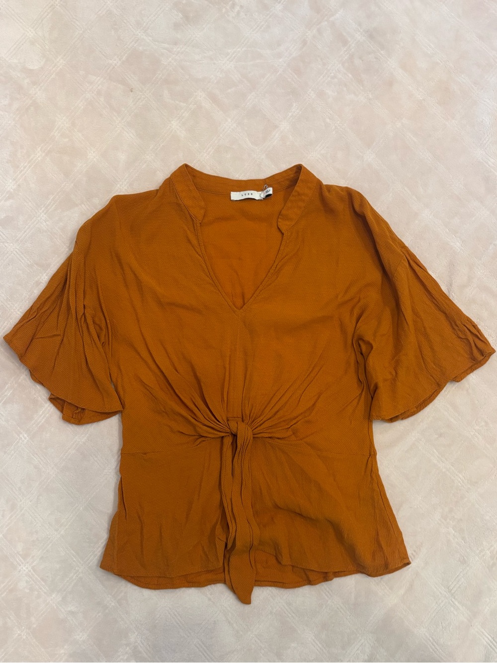 Tie-Front V-Neck Blouse